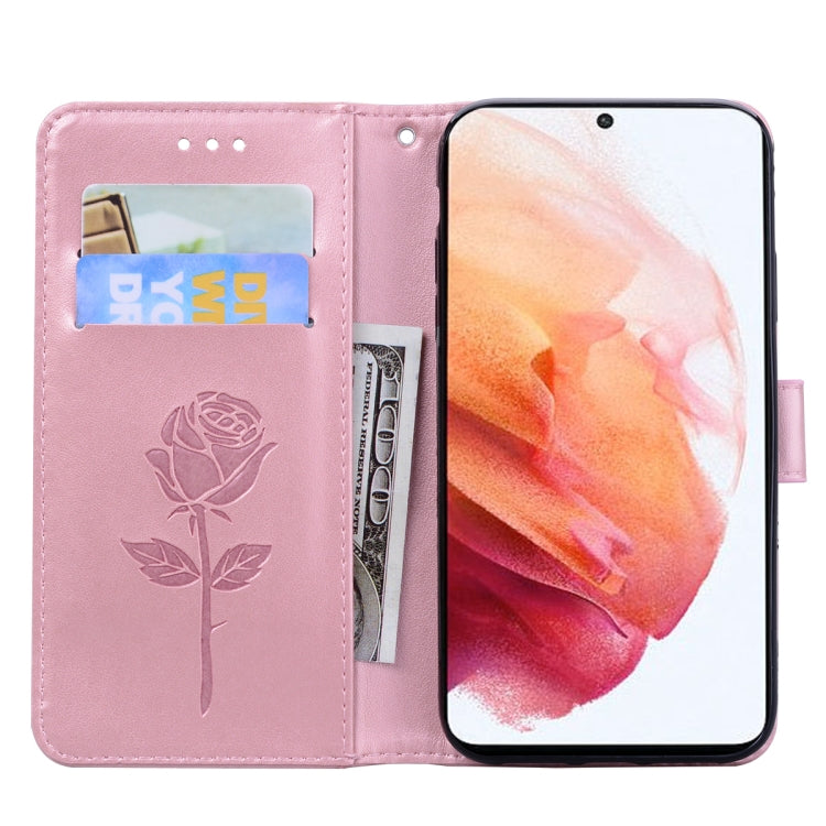 For Samsung Galaxy S21+ 5G Rose Embossed Horizontal Flip PU Leather Case with Holder & Card Slots & Wallet