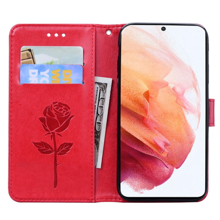For Samsung Galaxy S21+ 5G Rose Embossed Horizontal Flip PU Leather Case with Holder & Card Slots & Wallet