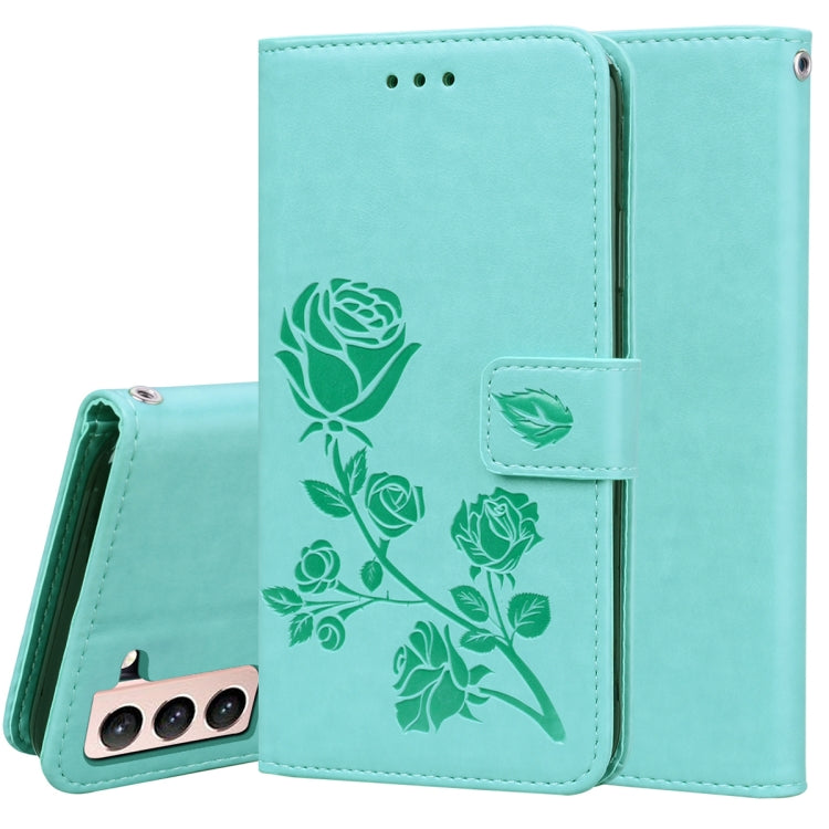 For Samsung Galaxy S21+ 5G Rose Embossed Horizontal Flip PU Leather Case with Holder & Card Slots & Wallet