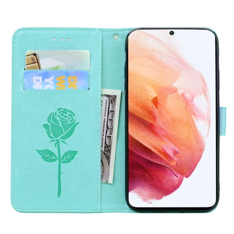 For Samsung Galaxy S21+ 5G Rose Embossed Horizontal Flip PU Leather Case with Holder & Card Slots & Wallet