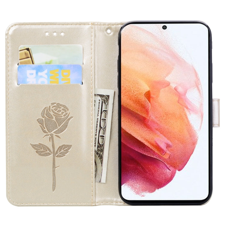For Samsung Galaxy S21+ 5G Rose Embossed Horizontal Flip PU Leather Case with Holder & Card Slots & Wallet