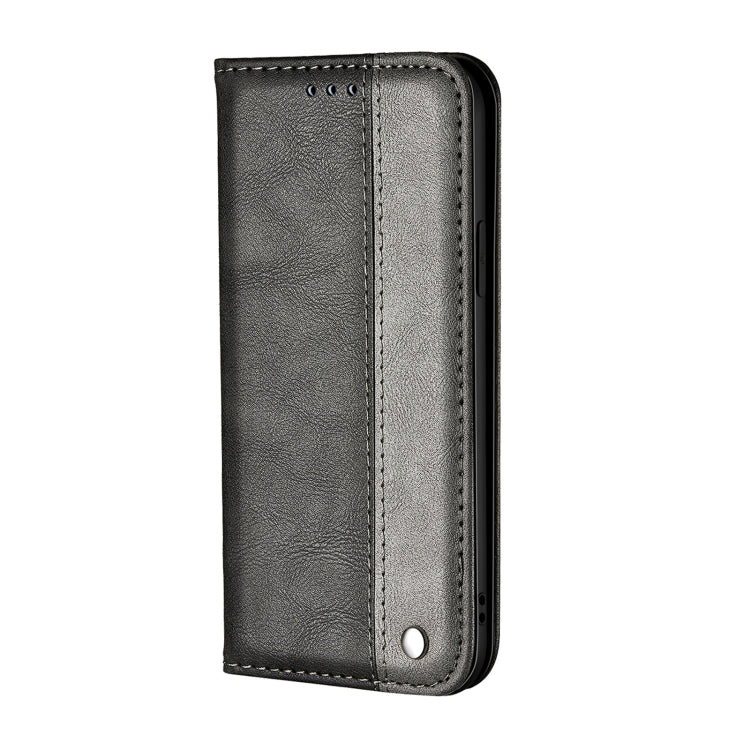For Samsung Galaxy A12 Business Solid Color Stitching Horizontal Flip Leather Case with Holder & Card Slots