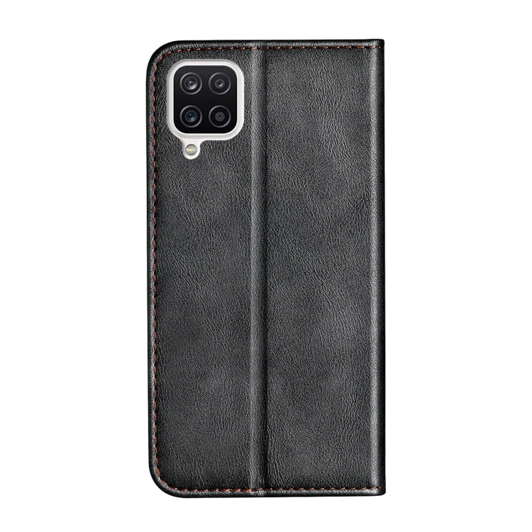 For Samsung Galaxy A12 Business Solid Color Stitching Horizontal Flip Leather Case with Holder & Card Slots
