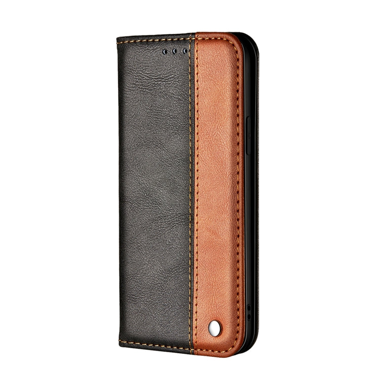 For Samsung Galaxy A12 Business Solid Color Stitching Horizontal Flip Leather Case with Holder & Card Slots