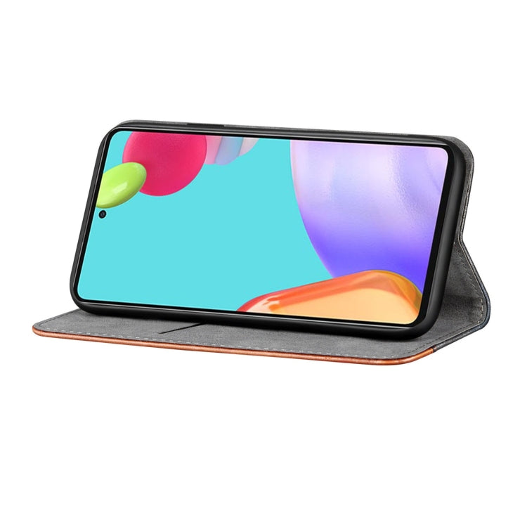 For Samsung Galaxy A52 5G / 4G Business Solid Color Stitching Horizontal Flip Leather Case with Holder & Card Slots