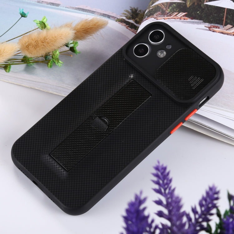 For iPhone 11 Sliding Lens Cover Design Protective Case with Invisible Holder