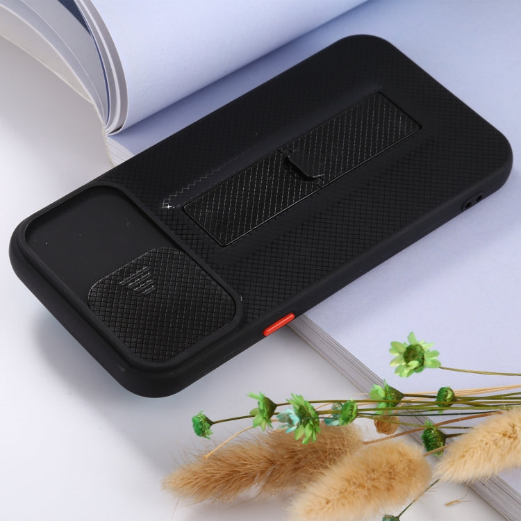 For iPhone 11 Sliding Lens Cover Design Protective Case with Invisible Holder