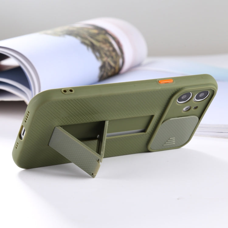 For iPhone 11 Pro Max Sliding Lens Cover Design Protective Case with Invisible Holder