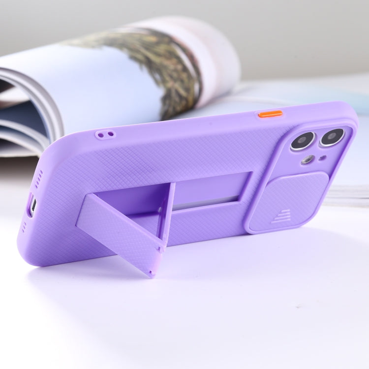 For iPhone 11 Pro Max Sliding Lens Cover Design Protective Case with Invisible Holder