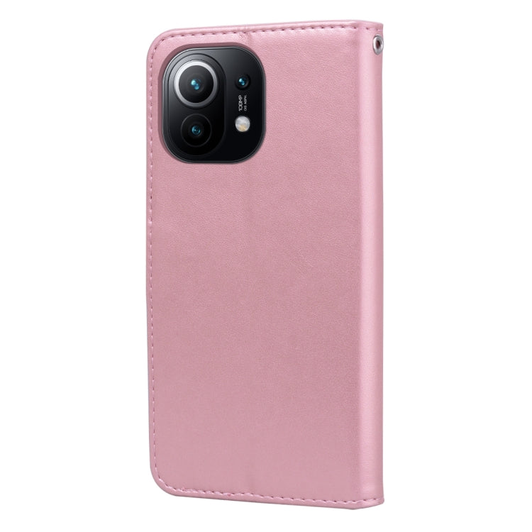 For Xiaomi Mi 11 Rose Embossed Horizontal Flip PU Leather Case with Holder & Card Slots & Wallet