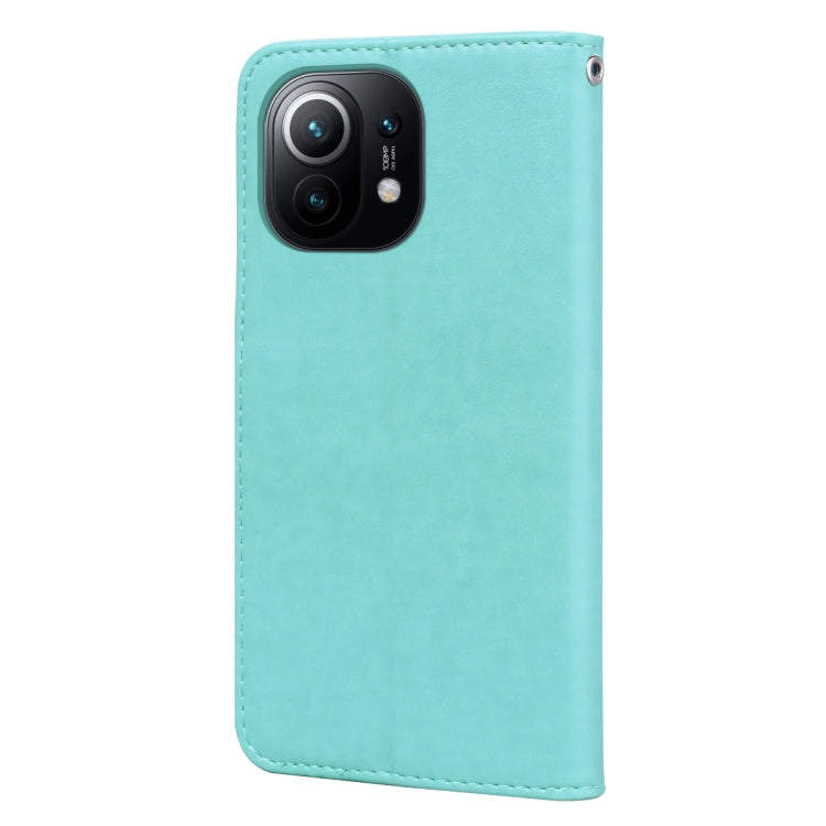 For Xiaomi Mi 11 Rose Embossed Horizontal Flip PU Leather Case with Holder & Card Slots & Wallet