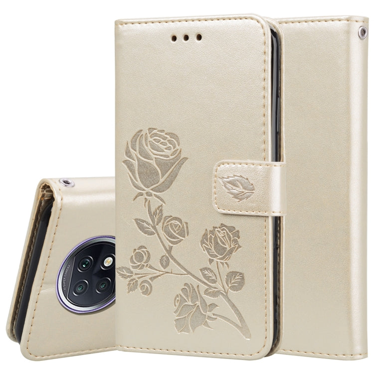 For Xiaomi Redmi Note 9T 5G Rose Embossed Horizontal Flip PU Leather Case with Holder & Card Slots & Wallet