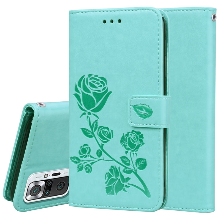 For Xiaomi Redmi Note 10 Pro Rose Embossed Horizontal Flip PU Leather Case with Holder & Card Slots & Wallet