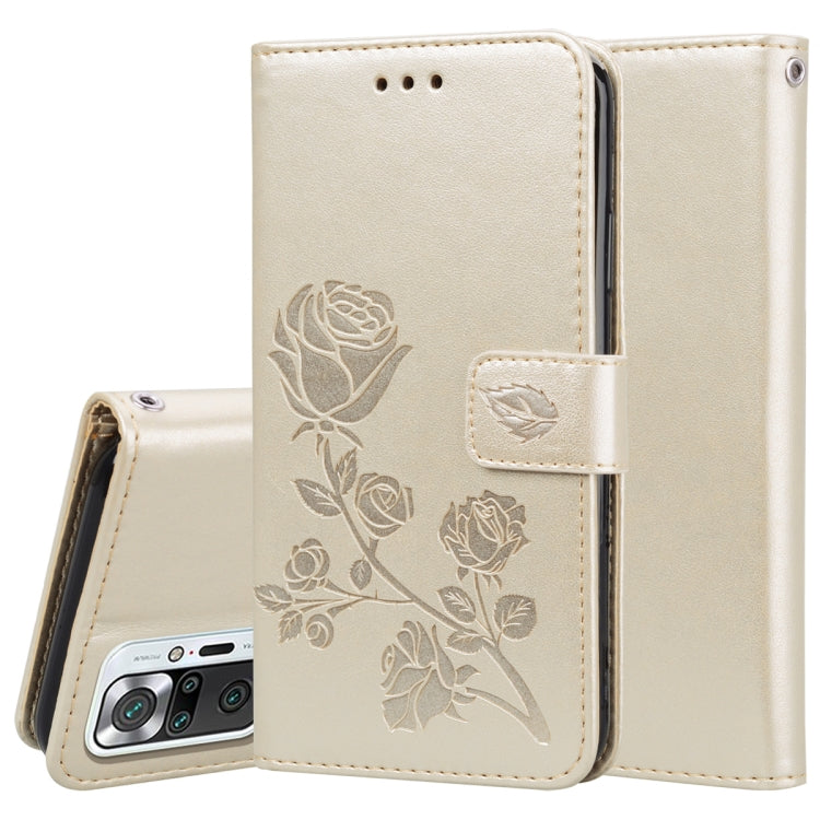 For Xiaomi Redmi Note 10 Pro Rose Embossed Horizontal Flip PU Leather Case with Holder & Card Slots & Wallet