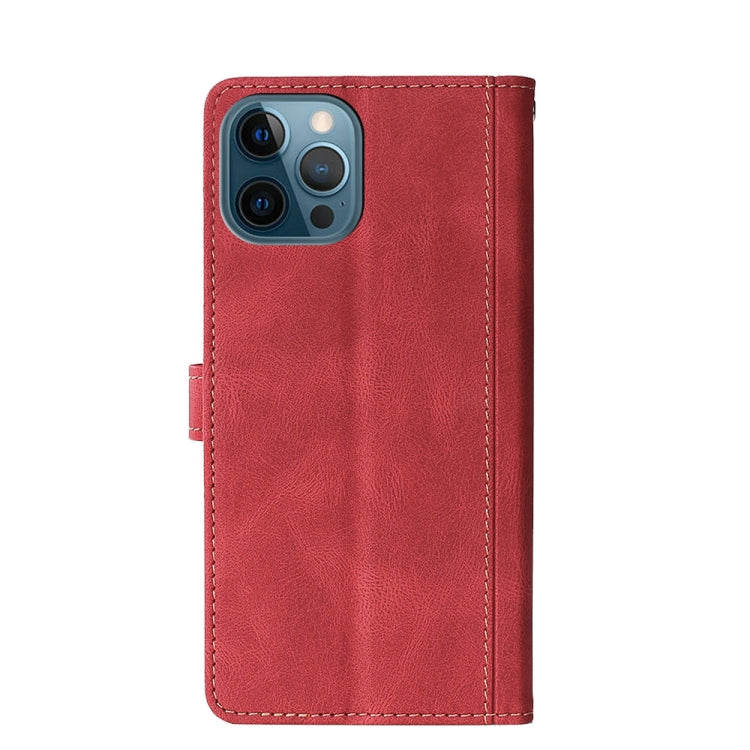 For iPhone 12 Pro Max Stitching Skin Feel Magnetic Buckle Horizontal Flip PU Leather Case with Holder & Card Slots & Wallet