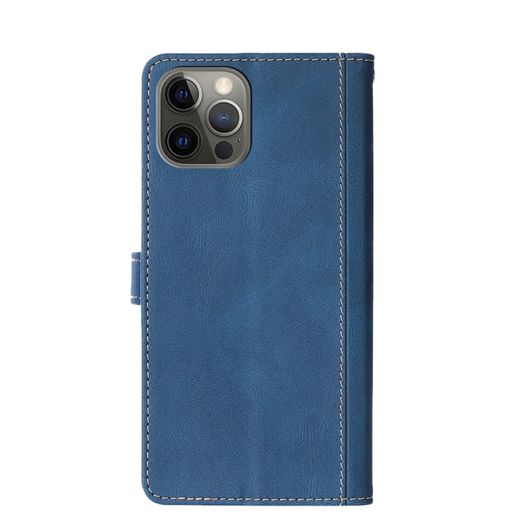 For iPhone 12 Pro Max Stitching Skin Feel Magnetic Buckle Horizontal Flip PU Leather Case with Holder & Card Slots & Wallet