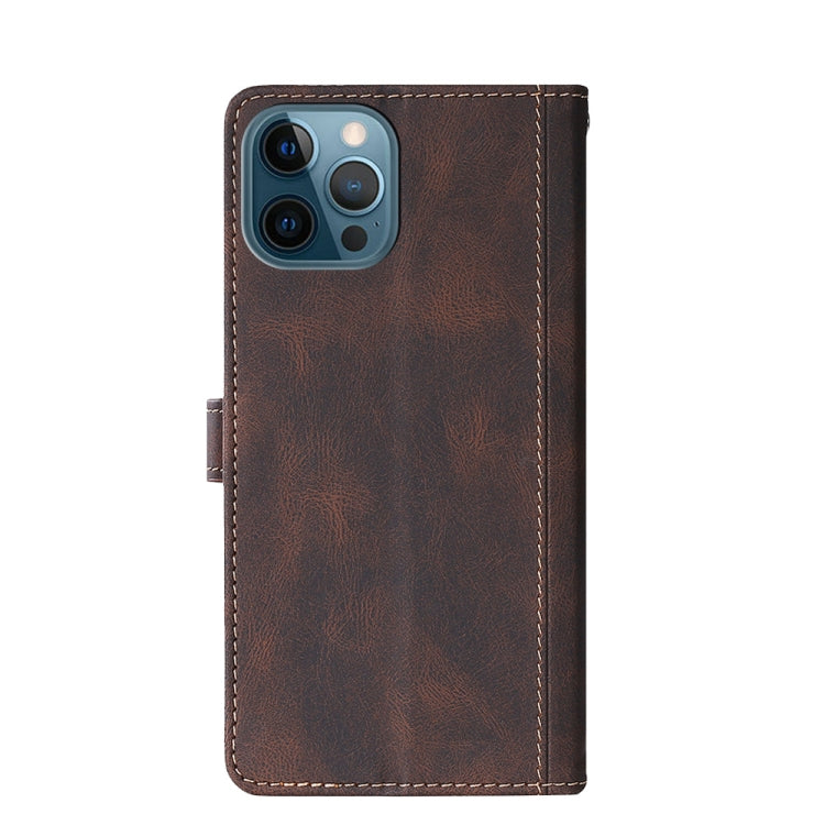 For iPhone 12 Pro Max Stitching Skin Feel Magnetic Buckle Horizontal Flip PU Leather Case with Holder & Card Slots & Wallet