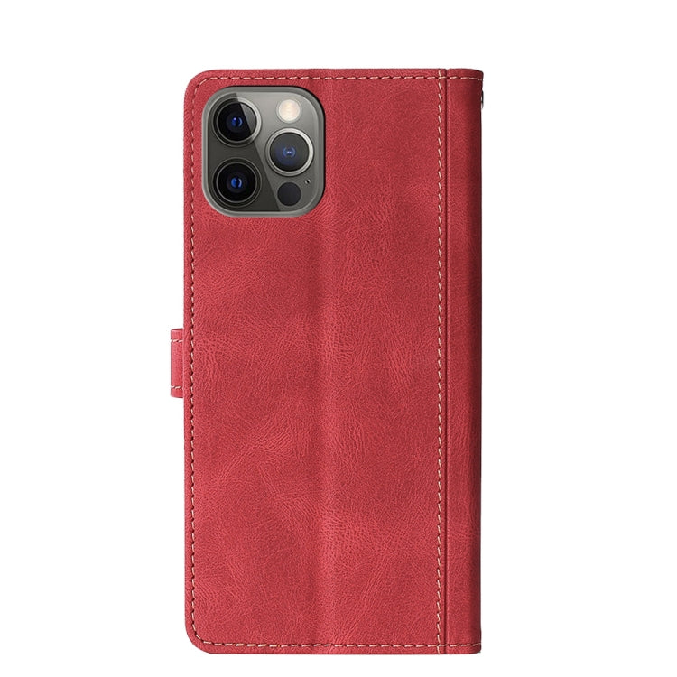 For iPhone 12 / 12 Pro Stitching Skin Feel Magnetic Buckle Horizontal Flip PU Leather Case with Holder & Card Slots & Wallet