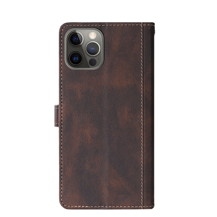 For iPhone 12 / 12 Pro Stitching Skin Feel Magnetic Buckle Horizontal Flip PU Leather Case with Holder & Card Slots & Wallet