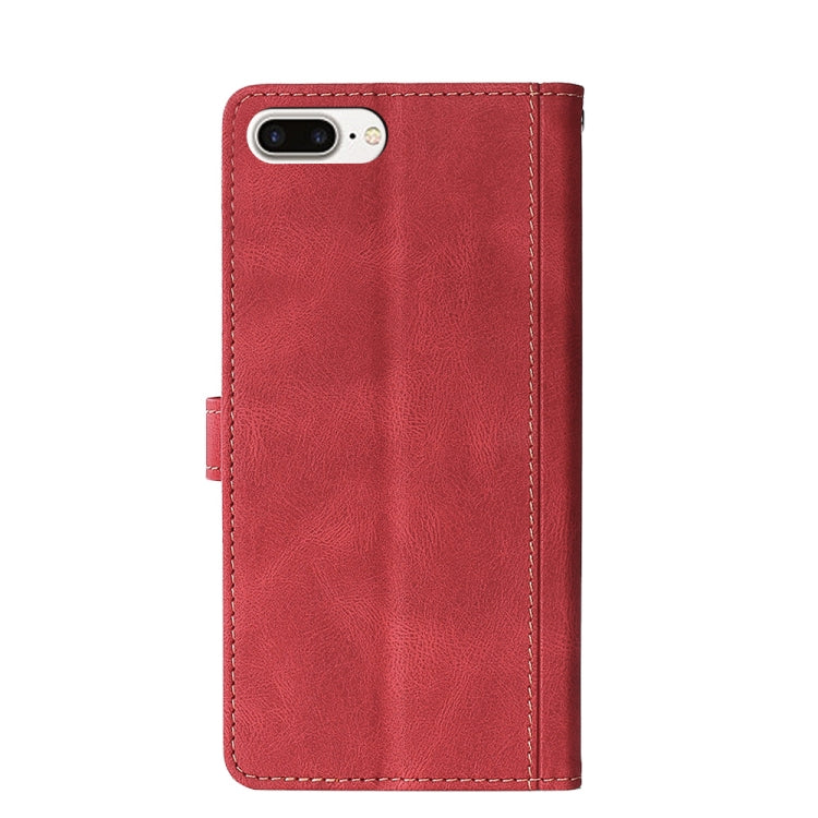 For iPhone SE 2022 / SE 2020 / 8 / 7 Stitching Skin Feel Magnetic Buckle Horizontal Flip PU Leather Case with Holder & Card Slots & Wallet