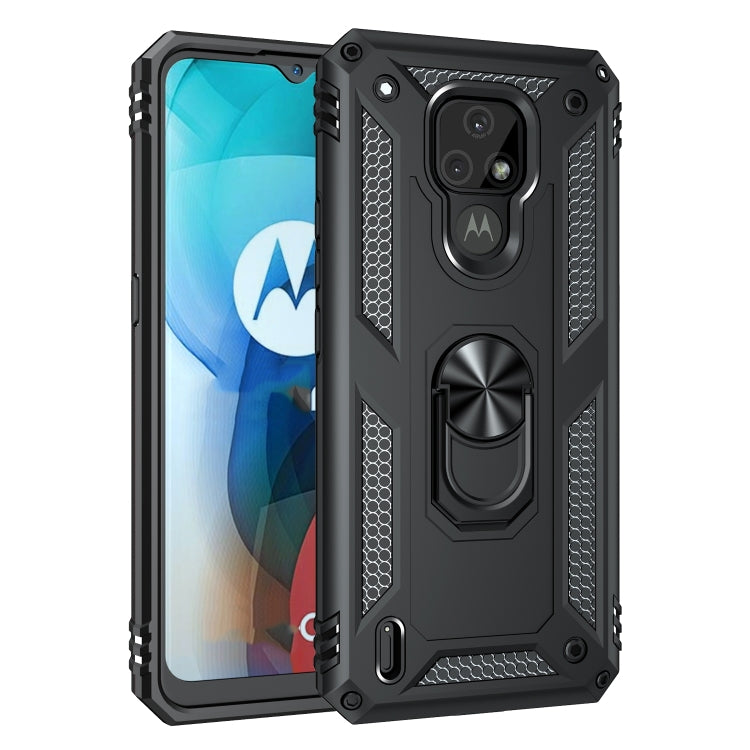 For Motorola Moto E7 Shockproof TPU + PC Protective Case with 360 Degree Rotating Holder