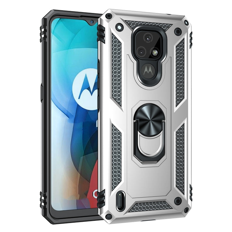 For Motorola Moto E7 Shockproof TPU + PC Protective Case with 360 Degree Rotating Holder