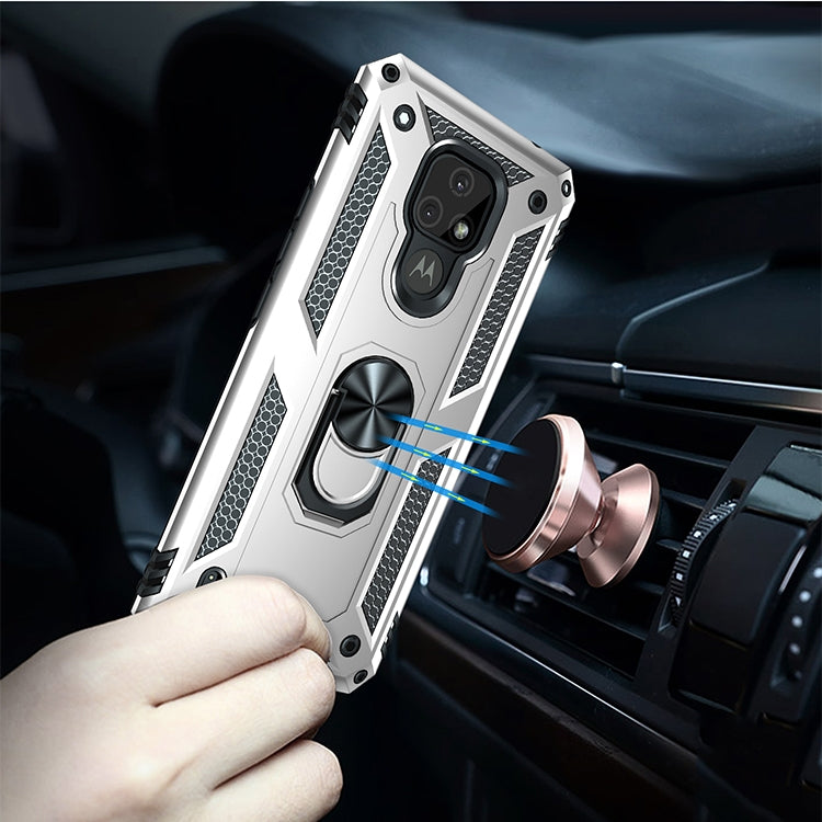 For Motorola Moto E7 Shockproof TPU + PC Protective Case with 360 Degree Rotating Holder