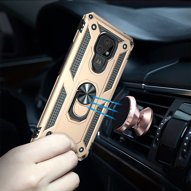 For Motorola Moto E7 Shockproof TPU + PC Protective Case with 360 Degree Rotating Holder