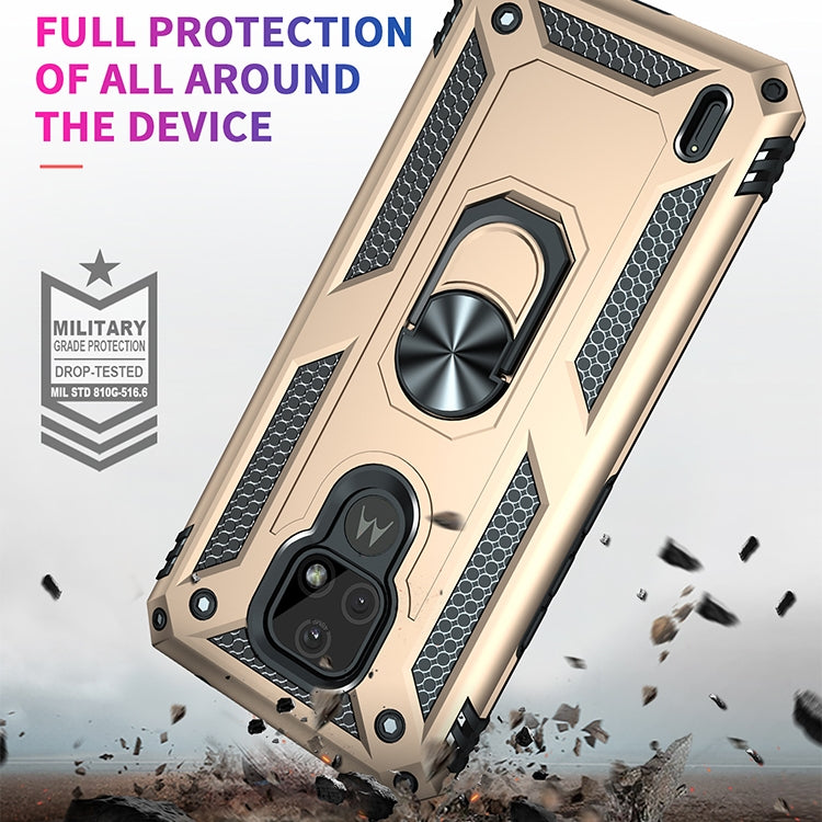 For Motorola Moto E7 Shockproof TPU + PC Protective Case with 360 Degree Rotating Holder