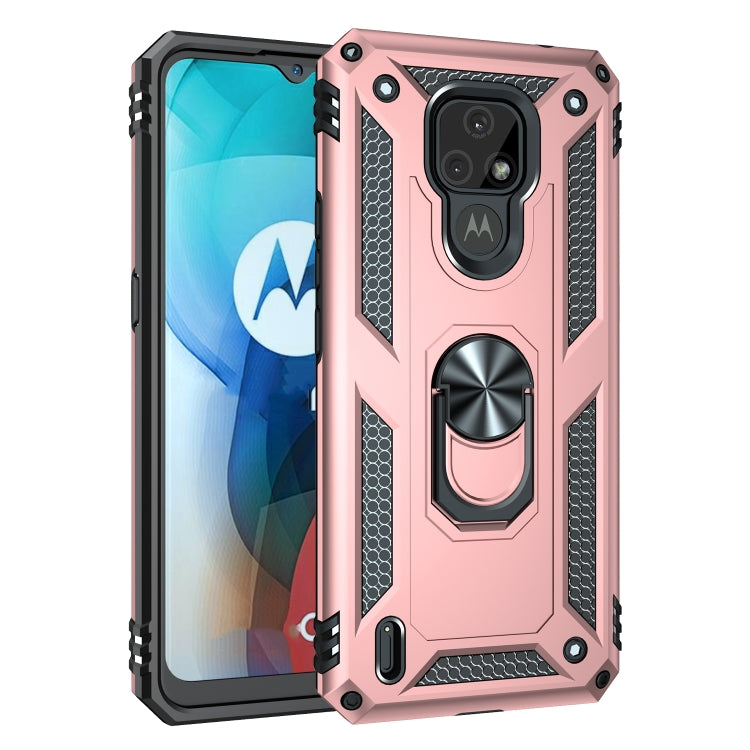 For Motorola Moto E7 Shockproof TPU + PC Protective Case with 360 Degree Rotating Holder