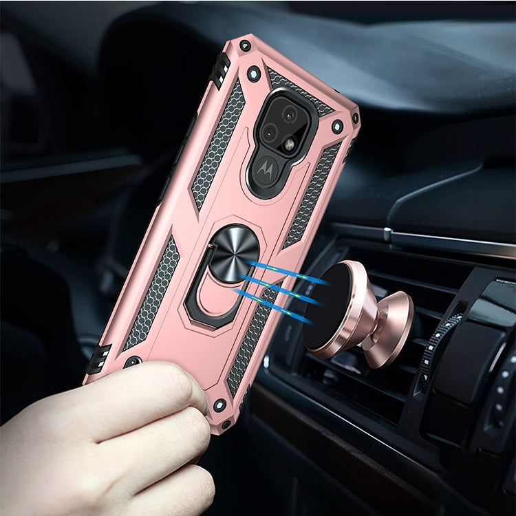 For Motorola Moto E7 Shockproof TPU + PC Protective Case with 360 Degree Rotating Holder