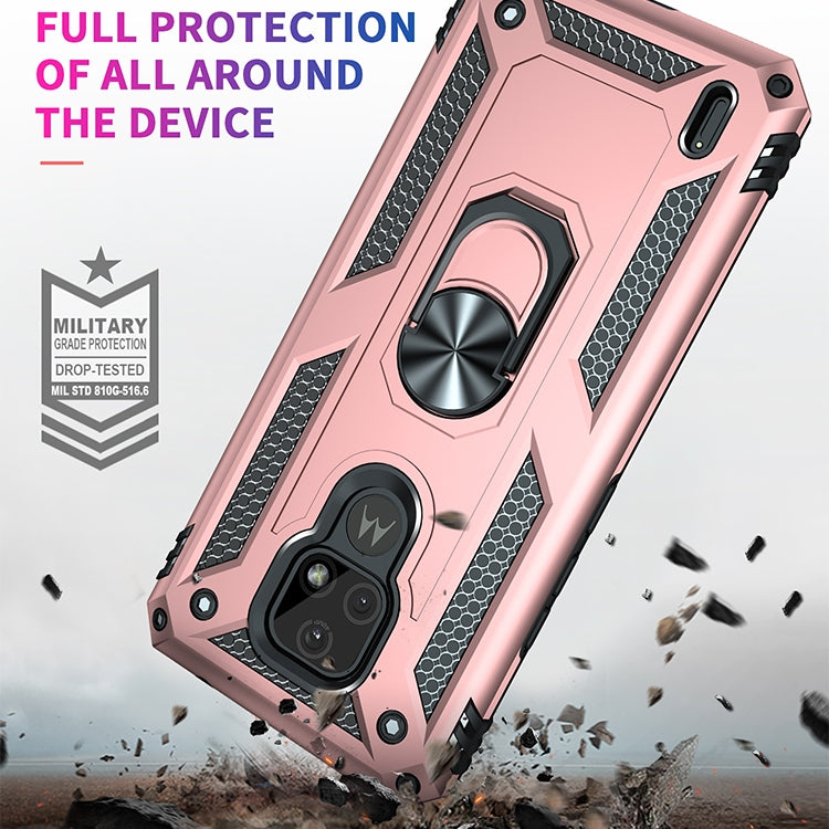 For Motorola Moto E7 Shockproof TPU + PC Protective Case with 360 Degree Rotating Holder