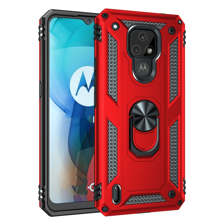 For Motorola Moto E7 Shockproof TPU + PC Protective Case with 360 Degree Rotating Holder