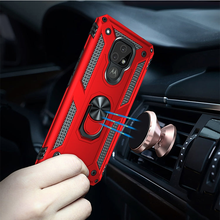For Motorola Moto E7 Shockproof TPU + PC Protective Case with 360 Degree Rotating Holder