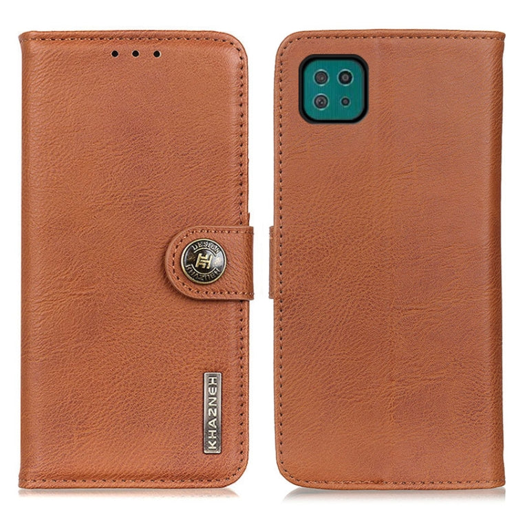 For Samsung Galaxy A22 5G(EU Version) KHAZNEH Cowhide Texture Horizontal Flip Leather Case with Holder & Card Slots & Wallet