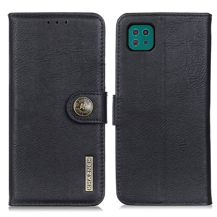 For Samsung Galaxy A22 5G(EU Version) KHAZNEH Cowhide Texture Horizontal Flip Leather Case with Holder & Card Slots & Wallet