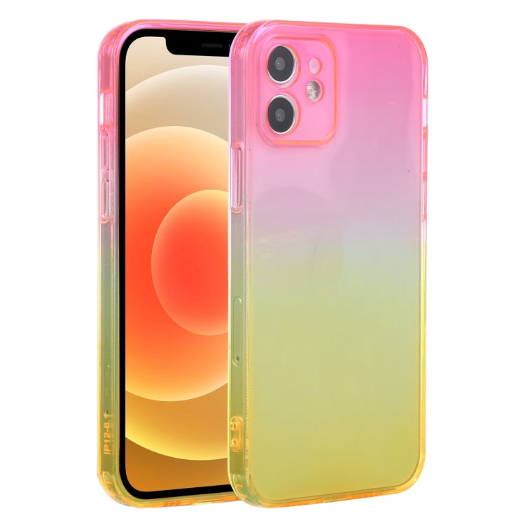 For iPhone 12 Straight Edge Gradient Color TPU Protective Case