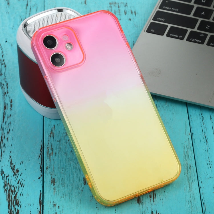 For iPhone 12 Straight Edge Gradient Color TPU Protective Case