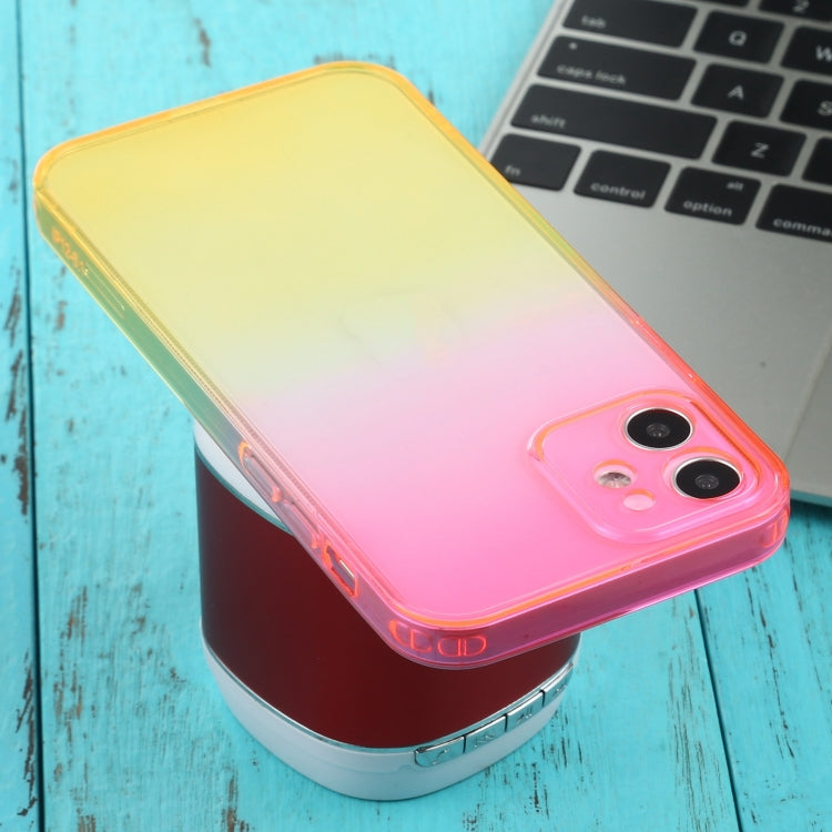 For iPhone 12 Straight Edge Gradient Color TPU Protective Case