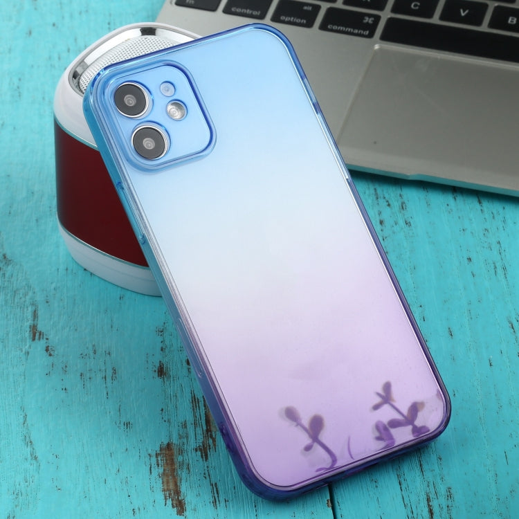 For iPhone 12 Straight Edge Gradient Color TPU Protective Case