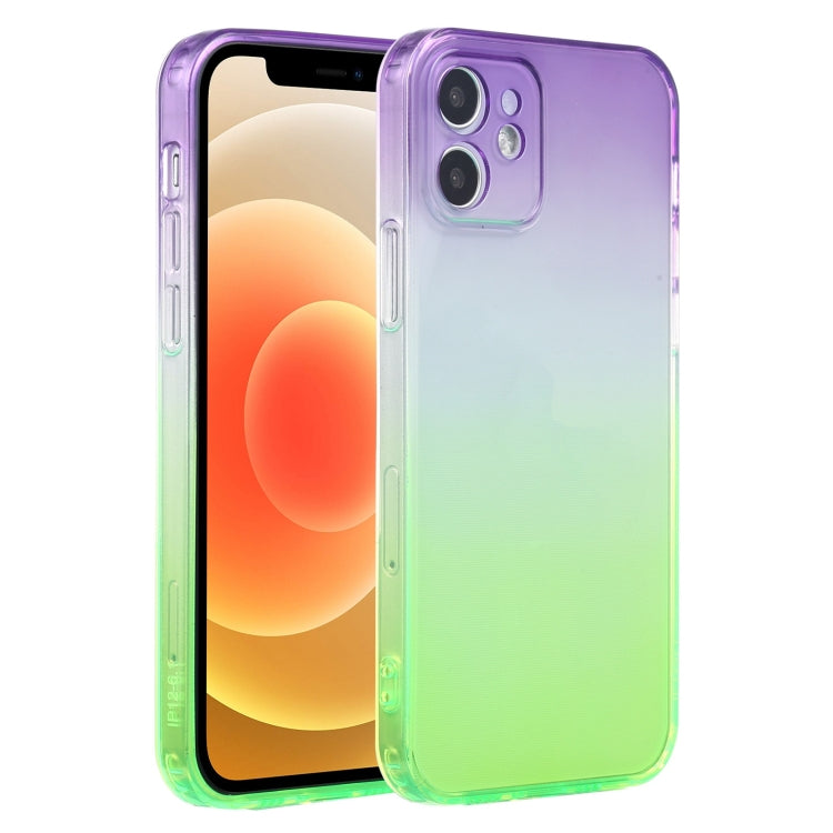 For iPhone 12 Straight Edge Gradient Color TPU Protective Case