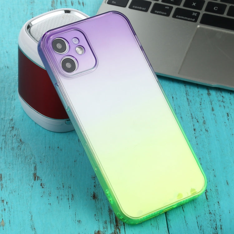 For iPhone 12 Straight Edge Gradient Color TPU Protective Case