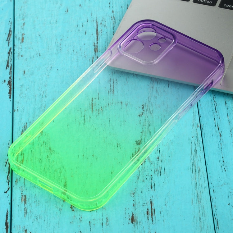 For iPhone 12 Straight Edge Gradient Color TPU Protective Case