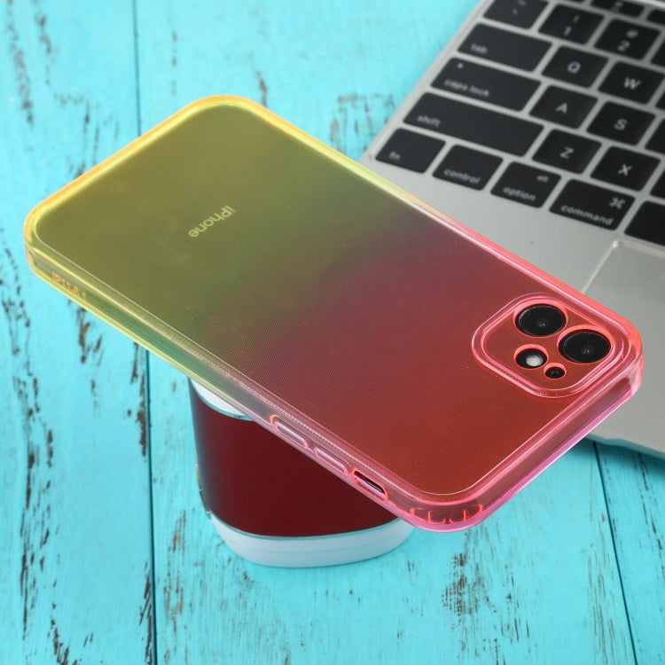 For iPhone 11 Straight Edge Gradient Color TPU Protective Case