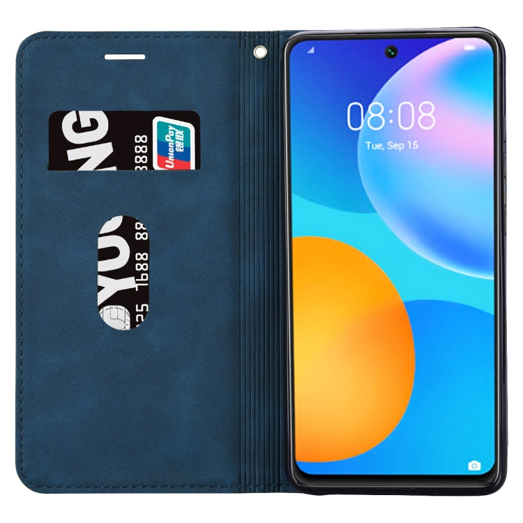 For Huawei P smart 2021 Frosted Business Magnetic Horizontal Flip PU Leather Case with Holder & Card Slot & Lanyard