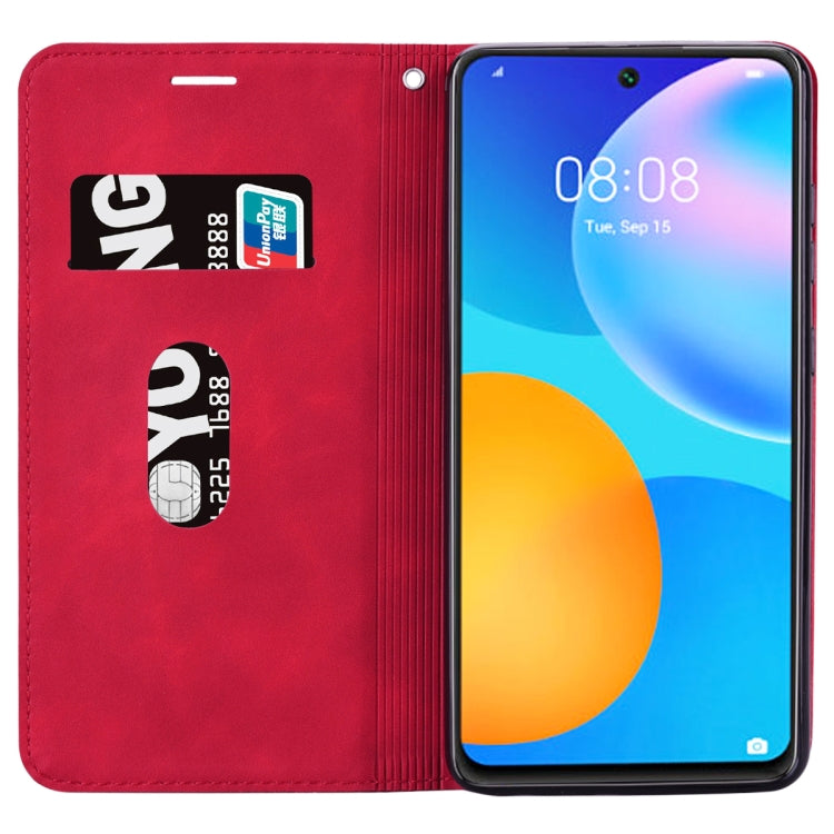 For Huawei P smart 2021 Frosted Business Magnetic Horizontal Flip PU Leather Case with Holder & Card Slot & Lanyard