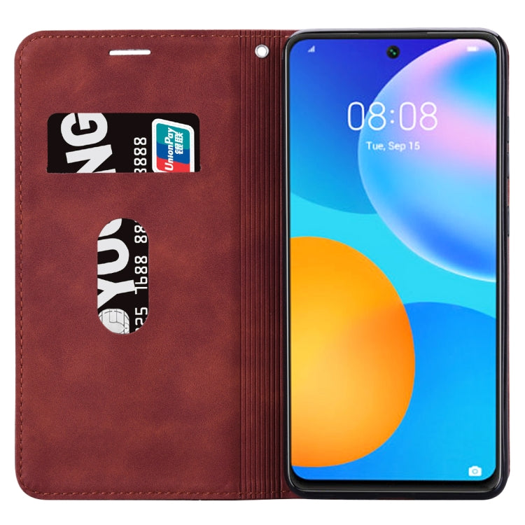 For Huawei P smart 2021 Frosted Business Magnetic Horizontal Flip PU Leather Case with Holder & Card Slot & Lanyard