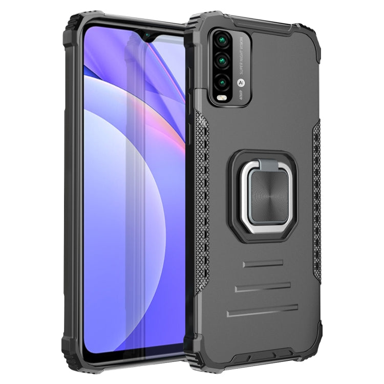 For Xiaomi Redmi Note 9 4G CN Version / Poco M3 / Redmi 9 Power / Redmi 9T Fierce Warrior Series Armor All-inclusive Shockproof Aluminum Alloy + TPU Protective Case with Ring Holder