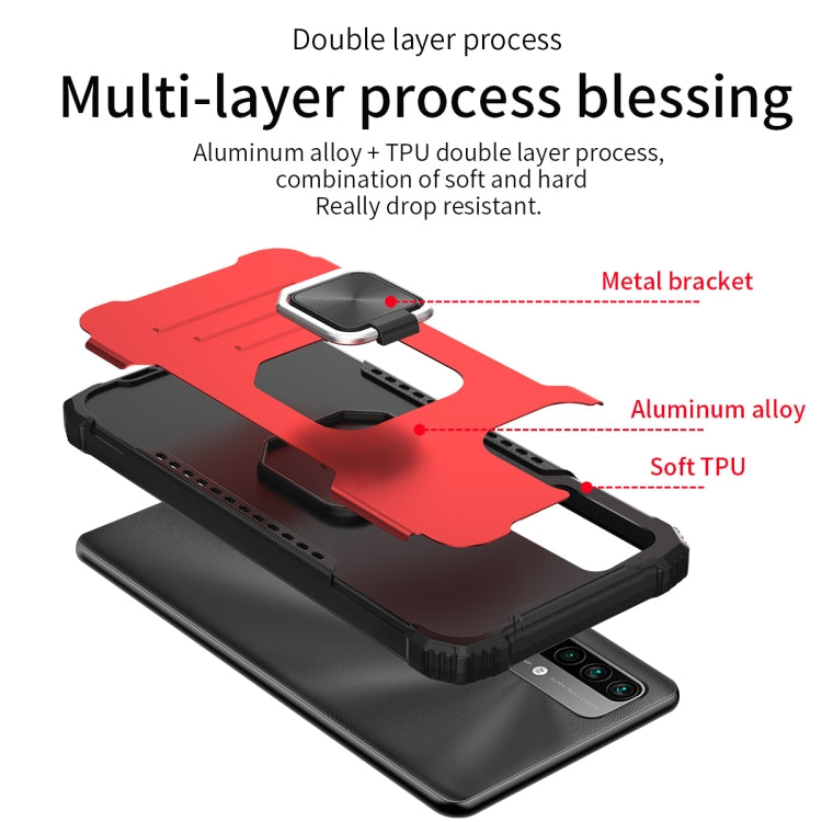 For Xiaomi Redmi Note 9 4G CN Version / Poco M3 / Redmi 9 Power / Redmi 9T Fierce Warrior Series Armor All-inclusive Shockproof Aluminum Alloy + TPU Protective Case with Ring Holder