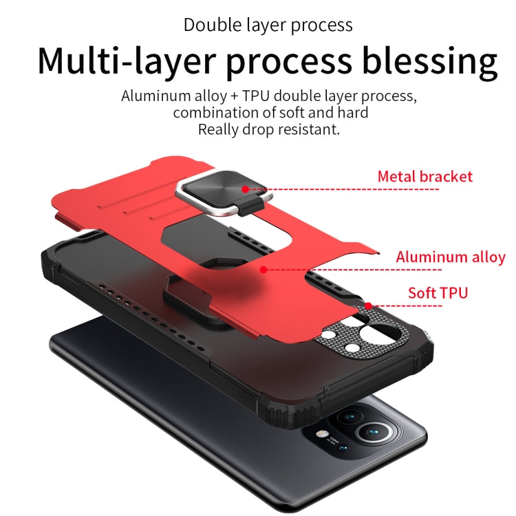 For Xiaomi Mi 11 Fierce Warrior Series Armor All-inclusive Shockproof Aluminum Alloy + TPU Protective Case with Ring Holder